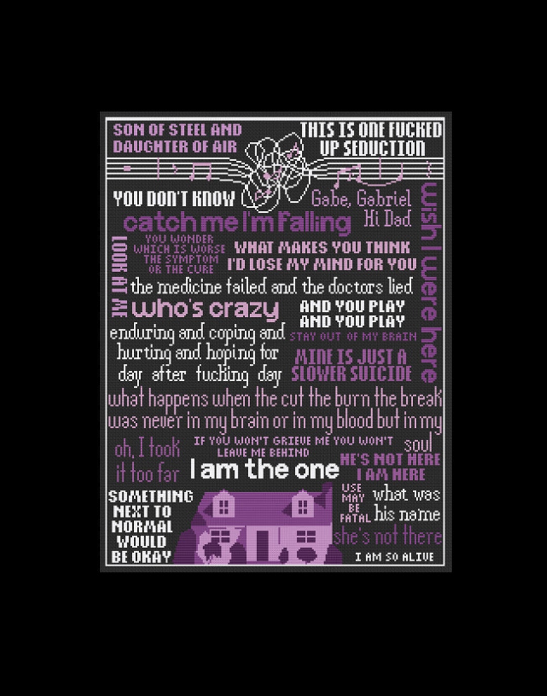 Next to Normal Lyrics Next to Normal PDF Cross Stitch Pattern Etsy UK