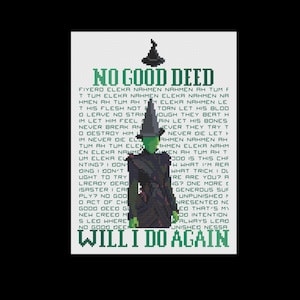 No Good Deed - Wicked - PDF Cross Stitch Patterns