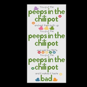 Peeps in the Chili Pot - The Good Place - Cross Stitch Pattern