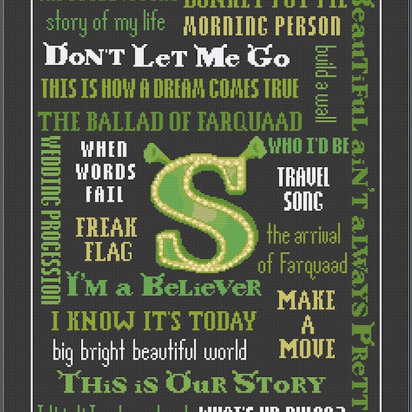 Shrek Songs- PDF Cross Stitch Patterns