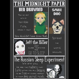 The Midnight Paper - Creepypasta - PDF Cross Stitch Pattern