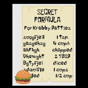 Secret Formula - SpongeBob - PDF Cross Stitch Pattern