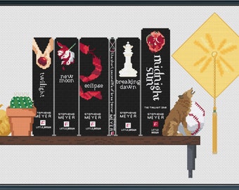 Twilight Bookshelf - PDF Cross Stitch Patterns