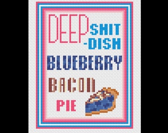 Blueberry Bacon Pie - Waitress - PDF Cross Stitch Pattern