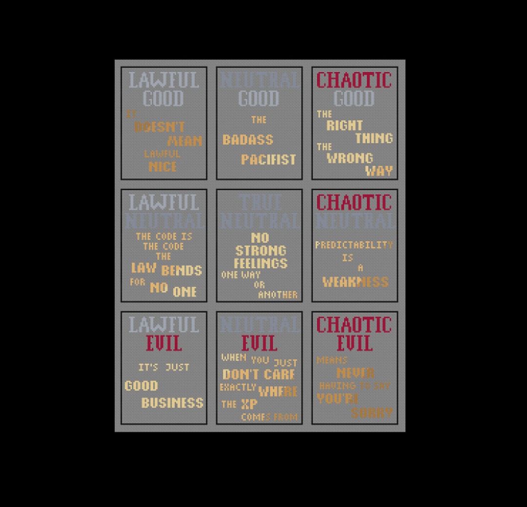 Alignment Chart - D&D - PDF Cross Stitch Pattern - Etsy