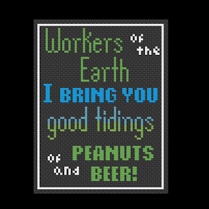 Peanuts and Beer! - Hitchhiker&#39;s Guide - PDF Cross Stitch Pattern