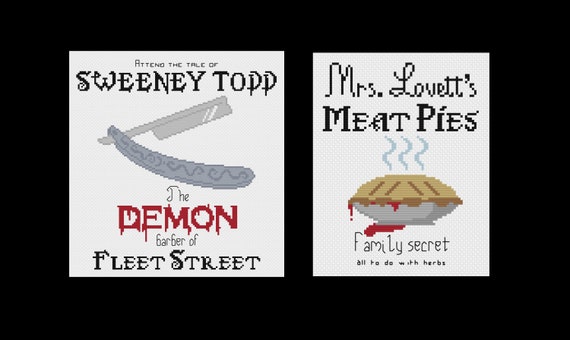 Sweeney Todd 2 Pack PDF Cross Stitch Patterns | Etsy