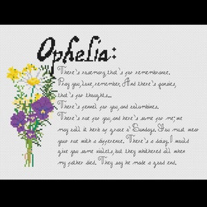 Ophelia&#39;s Bouquet - Hamlet - PDF Cross Stitch Pattern