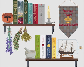 Outlander Bookshelf - PDF Cross Stitch Patterns