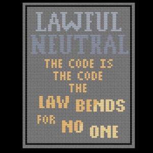 Lawful Neutral - D&D - PDF Cross Stitch Pattern