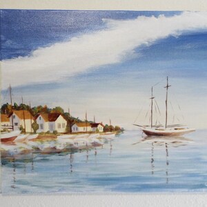 Sailboat Painting, Sailing Art, Nautical Art, Original Painting, Acrylic on Canvas 16x20 inch, beach decor, above bed decor, above fireplace