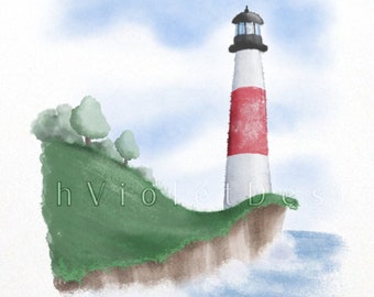 Lighthouse Art Print: Coastal Nursery Decor, Beach House Art