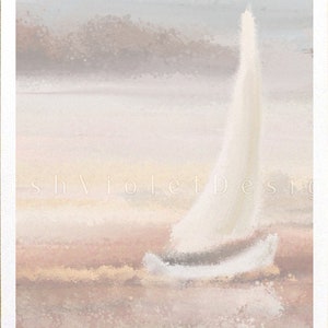 Sailboat Print, Sailboat Art, Abstract Seascape, Nautical Print, Nautical Decor, Sailing Decor, 8x10 11x14 13x16 inch, large small print