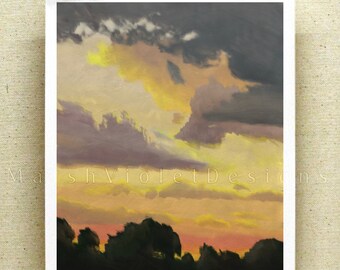 Texas Sunset Landscape Print: Rural Thunderstorm Art