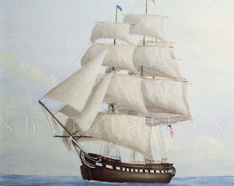 USS Constitution Print: Nautical Sailboat Art, Navy Decor