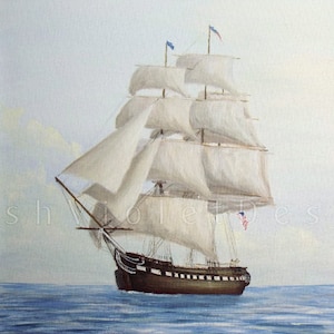 USS Constitution Print: Nautical Sailboat Art, Navy Decor