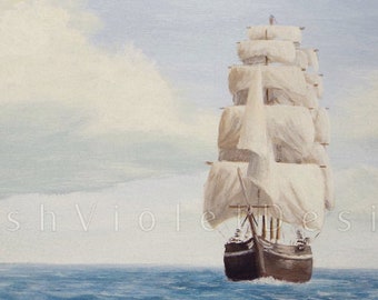 Sailing Ship Art Print: Nautical Seascape Painting
