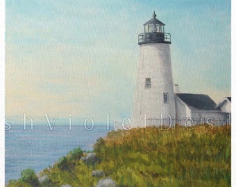 Lighthouse Print, Pemaquid Point Lighthouse, Maine Art, seascape print, nautical art print, beach art, accent art print