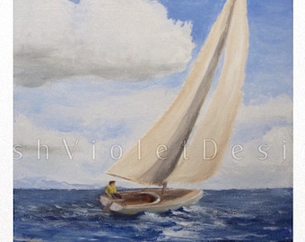Sailing Art Print: Nautical Coastal Sailboat Decor