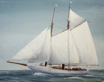 19th Century Schooner Sailboat Print: Nautical Wall Art