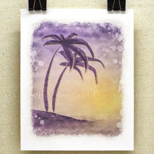 Tropical Sunset Palm Tree Art Print: Coastal Decor