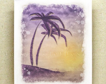 Tropical Sunset Palm Tree Art Print: Coastal Decor
