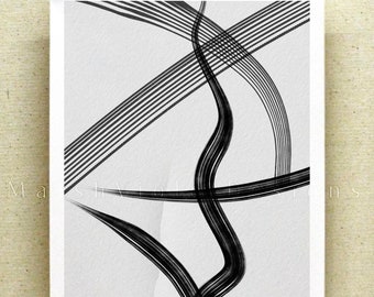 Abstract Line Art Print: Minimalist Black and White Monochromatic Decor
