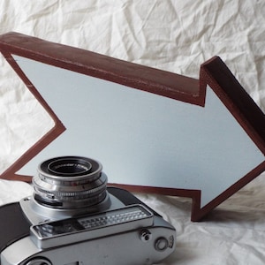 Painted Wooden Arrow Sign, Brown and Gray