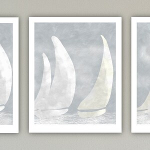 Sailboat Race Art Print Set: Minimalist Nautical Triptych