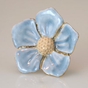 NEW- Pair of  Blue Primrose Flower Knob