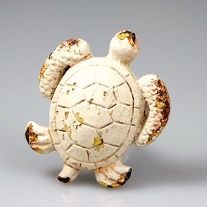 Set of 2  Whitewashed TURTLE knobs