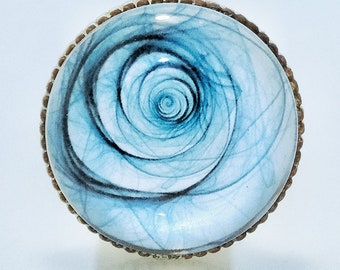 Set of 2 Retro Swirl Knobs – Cosmic Swirl Artwork under Glass