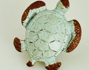Set of 2 Green TURTLE knobs