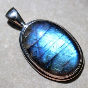 Dark Blue Labradorite Pendant In Handcrafted Sterling Silver, Top Quality Blue Labradorite, High Grade Selection