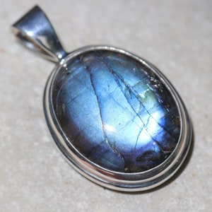 Dark Blue Labradorite Pendant In Handcrafted Sterling Silver, Top Quality Blue Labradorite, High Grade Selection