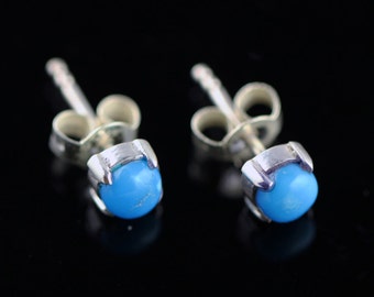Natuurlijke turquoise stud oorbellen in Sterling Silver, Kwaliteit Gemstone Sieraden, Blue Turquoise Stud Oorbellen,