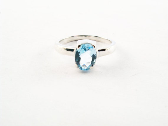 Blue Topaz Gemstone Ring Set in Nickel Free Sterling Silver, High Quality Gemstone Jewelry, Birthstone Ring