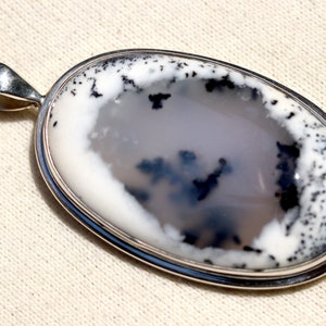 Black & White Merlinite Pendant, Dendritic Agate, Handcrafted Sterling Silver, High Quality Selected  Stone,  Cabochon Cut