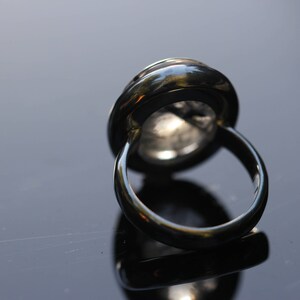 Oval turmalinkvartsring, storlek 7.25, svart turmalinring, svart rutilkvarts, svart Schorl bild 5