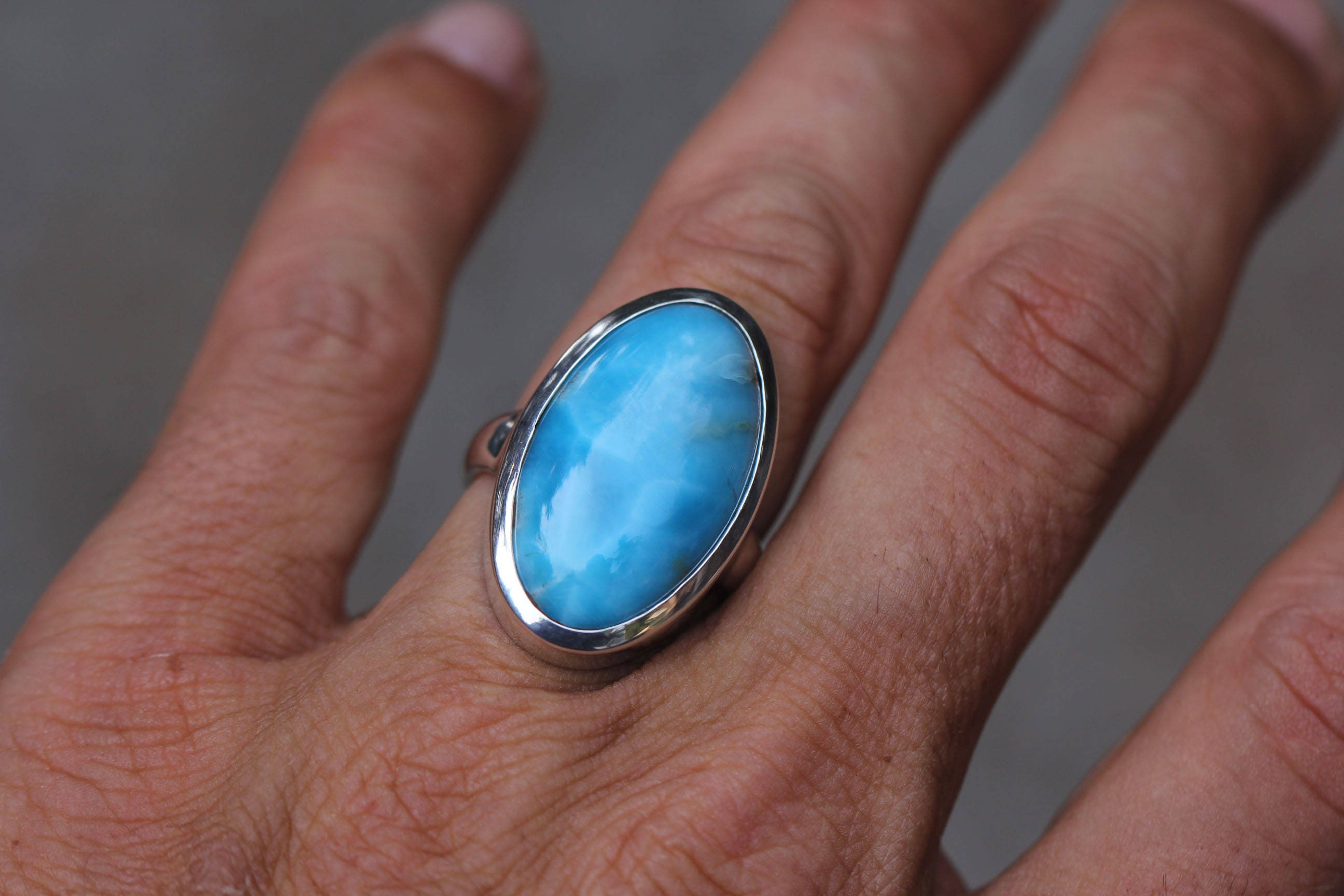 ◯larimar◯ 5.28ct Natural Light Blue Larimar, Oval, Opaque