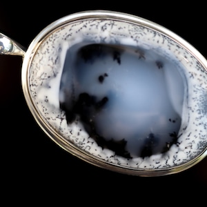 Black & White Merlinite Pendant, Dendritic Agate, Handcrafted Sterling Silver, High Quality Selected  Stone,  Cabochon Cut