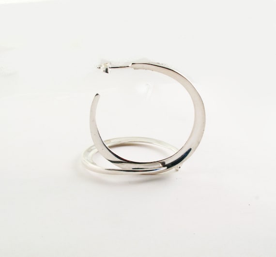 Silver Plated Large Hoop Earrings, Post Earrings, Simple Timeless