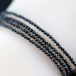 Multi Wear 2mm Black Spinel Necklace Chain/ Wrap Bracelet, Sterling Silver Findings, Bright Mirror Black Sparkle, Adjustable Length image 5