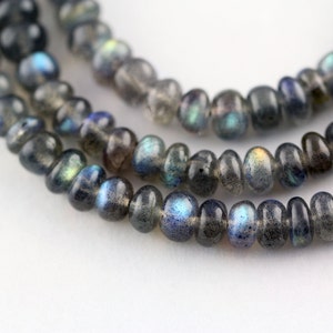 Labradorite Bead Necklace with Sterling Silver Findings, Adjustable Size Natural Gemstone Necklace, High Quality Blue, 5-9 mm Beads