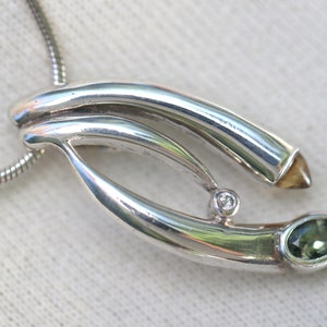Seafoam Tourmaline, Citrine & Clear Topaz Pendant 925 Sterling Silver, Multi Gemstone Pendant, Designer Gemstone Jewelry