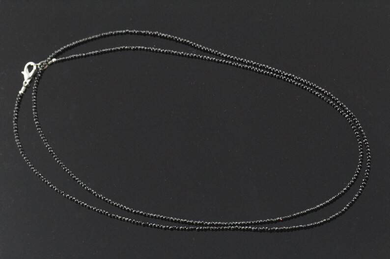 Multi Wear 42 Length Black Spinel Wrap Bracelet/ Long Double Necklace, Sterling Silver Findings, Bright Mirror Black Sparkle image 6