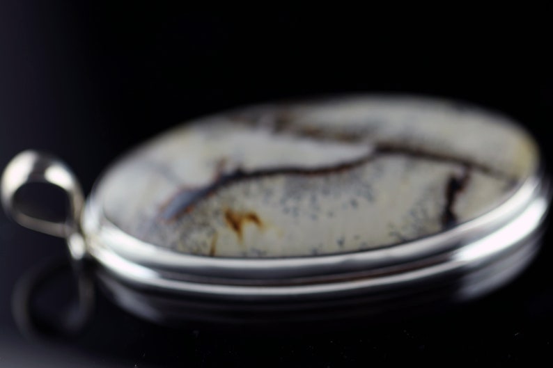 Calligraphy Stone Handcrafted Sterling Silver Bezel Setting Nicely Detailed Sonora Dendritic Picture Jasper Pendant Cabochon Cut