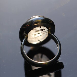 Large Oval Tourmalated Quartz Ring, Size 7, Black Tourmaline Ring, Black Rutile Rutilated Quartz, Black Schorl image 3