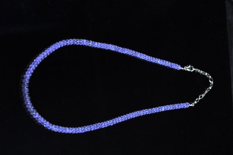 Tanzanite Bead Necklace-Wrap Bracelet 6 Smooth Beads High Quality PurpleBlue Rare Stone Sterling Silver Findings 22 Adjustable Size
