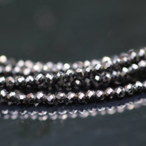 Multi Wear 42 Length Black Spinel Wrap Bracelet/ Long Double Necklace, Sterling Silver Findings, Bright Mirror Black Sparkle image 9